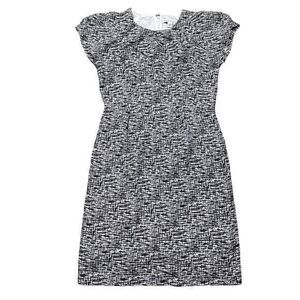 Banana Republic‎ Women's Black Geometric Sheath Dress Size 8 Short Sleeve Silk
